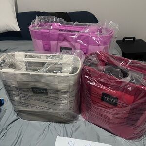 Stylish Women's Tote Bag Set - Cream, Pink, Red